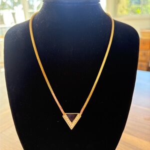 Christian Dior Vintage Gold Triangle Pendant Necklace